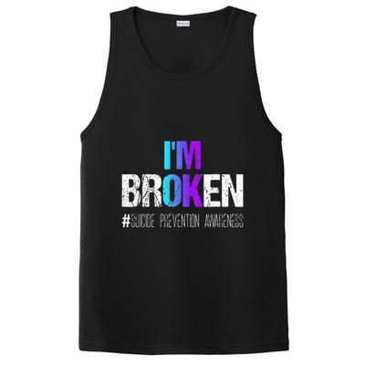 I'm broken Teal & Purple Ribbon Suicide Prevention Awareness PosiCharge Competitor Tank