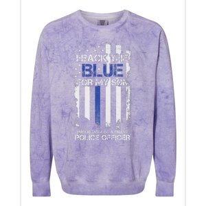 I Back The Blue For My Son Proud Mom Of A Police Officer Colorblast Crewneck Sweatshirt