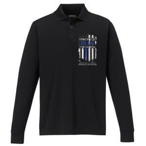 I Back The Blue For My Son Proud Mom Of A Police Officer Performance Long Sleeve Polo