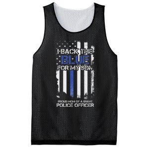 I Back The Blue For My Son Proud Mom Of A Police Officer Mesh Reversible Basketball Jersey Tank