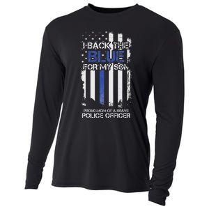 I Back The Blue For My Son Proud Mom Of A Police Officer Cooling Performance Long Sleeve Crew