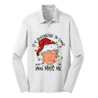 Its Beginning To Look A Lot Like You Miss Me Trump Christmas Silk Touch Performance Long Sleeve Polo