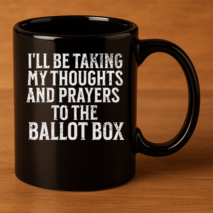 Ill Be Taking My Thoughts And Prayers To The Ballot Box 11oz C Handle Ceramic Mug