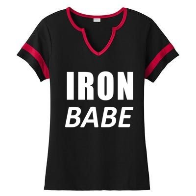 Iron Babe Triathlon Mom Wife Mothers Day Mother Gift Ladies Halftime Notch Neck Tee