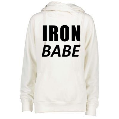 Iron Babe Triathlon Mom Wife Mothers Day Mother Gift Womens Funnel Neck Pullover Hood