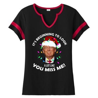 It's Beginning To Look A Lot Like You Miss Me Trump Christmas Ladies Halftime Notch Neck Tee