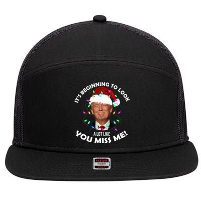 It's Beginning To Look A Lot Like You Miss Me Trump Christmas 7 Panel Mesh Trucker Snapback Hat