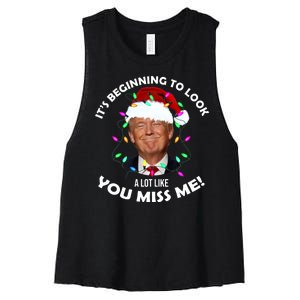 It's Beginning To Look A Lot Like You Miss Me Trump Christmas Women's Racerback Cropped Tank