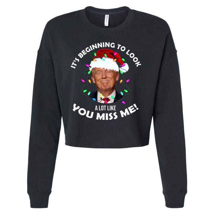 It's Beginning To Look A Lot Like You Miss Me Trump Christmas Cropped Pullover Crew