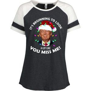 It's Beginning To Look A Lot Like You Miss Me Trump Christmas Enza Ladies Jersey Colorblock Tee