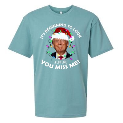 It's Beginning To Look A Lot Like You Miss Me Trump Christmas Sueded Cloud Jersey T-Shirt