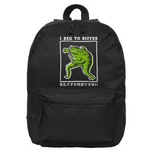 I Beg To Differ Frog Japanese 16 in Basic Backpack