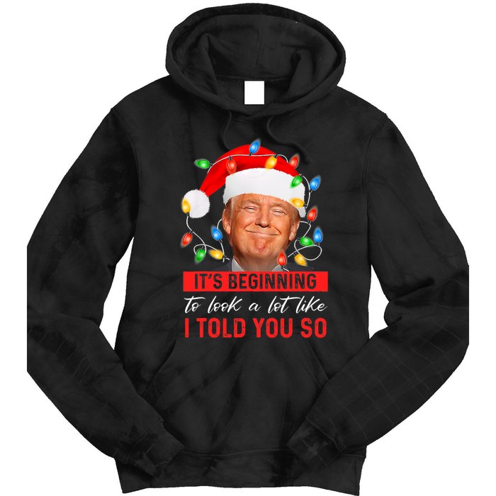 It's Beginning To Look A Lot Like I Told You So Trump Xmas Christmas Tie Dye Hoodie