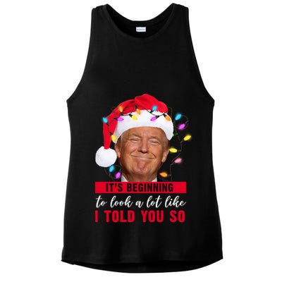 It's Beginning To Look A Lot Like I Told You So Funny Donald Trump Christmas Ladies PosiCharge Tri-Blend Wicking Tank