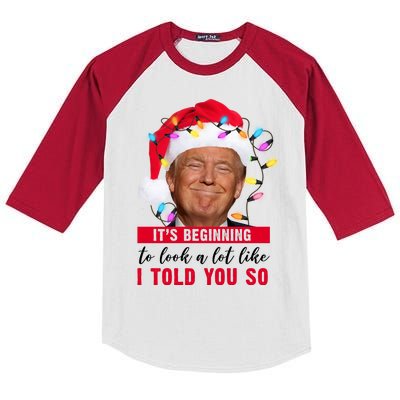 It's Beginning To Look A Lot Like I Told You So Funny Donald Trump Christmas Kids Colorblock Raglan Jersey