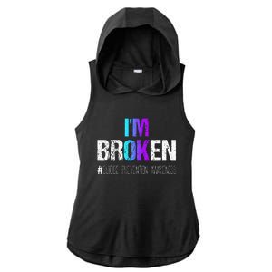 Im Broken Teal & Purple Ribbon Suicide Prevention Awareness Ladies PosiCharge Tri-Blend Wicking Draft Hoodie Tank