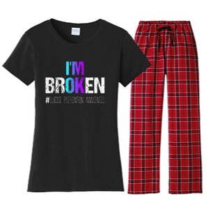 Im Broken Teal & Purple Ribbon Suicide Prevention Awareness Women's Flannel Pajama Set