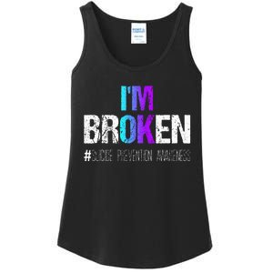 Im Broken Teal & Purple Ribbon Suicide Prevention Awareness Ladies Essential Tank