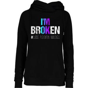 Im Broken Teal & Purple Ribbon Suicide Prevention Awareness Womens Funnel Neck Pullover Hood