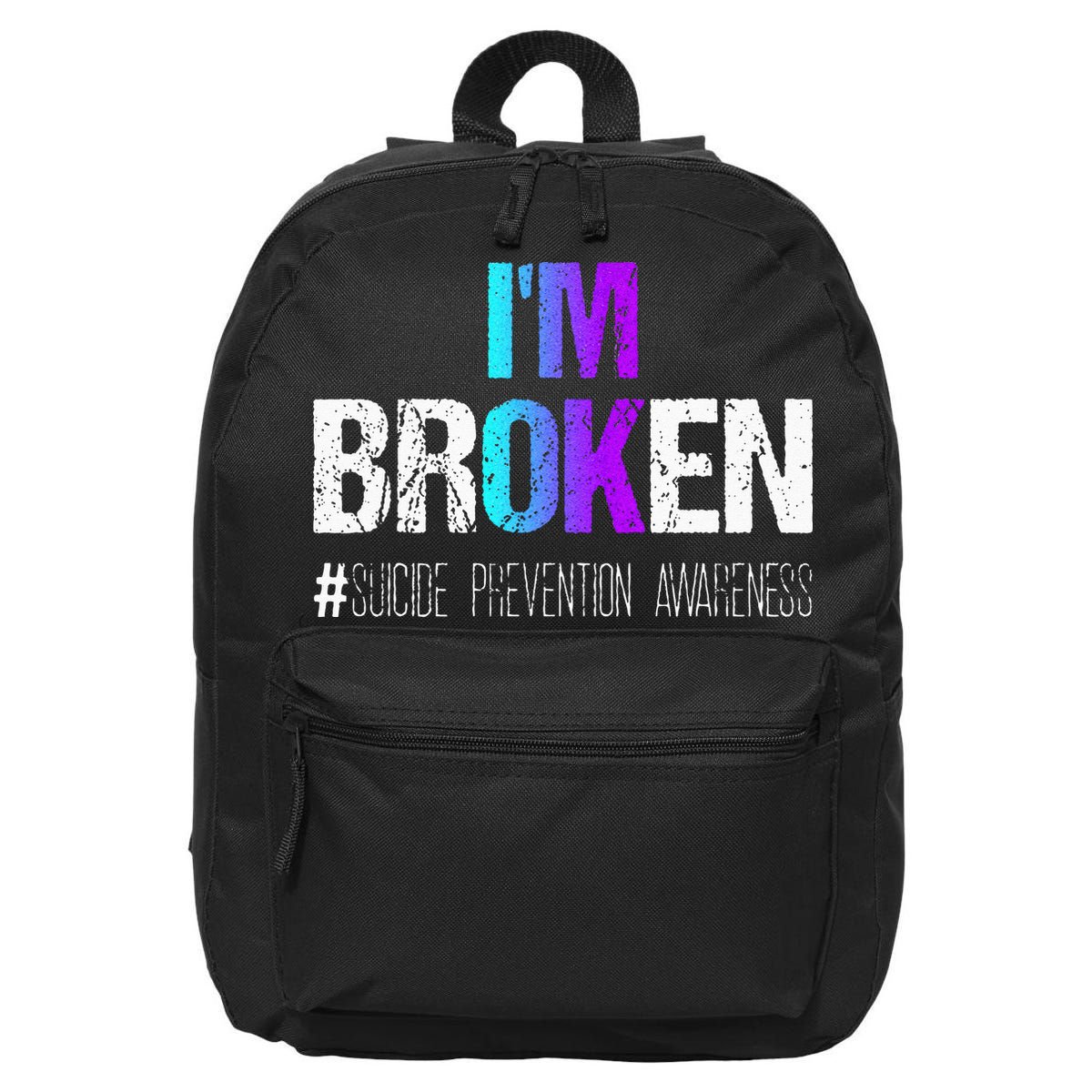 Im Broken Teal & Purple Ribbon Suicide Prevention Awareness 16 in Basic Backpack