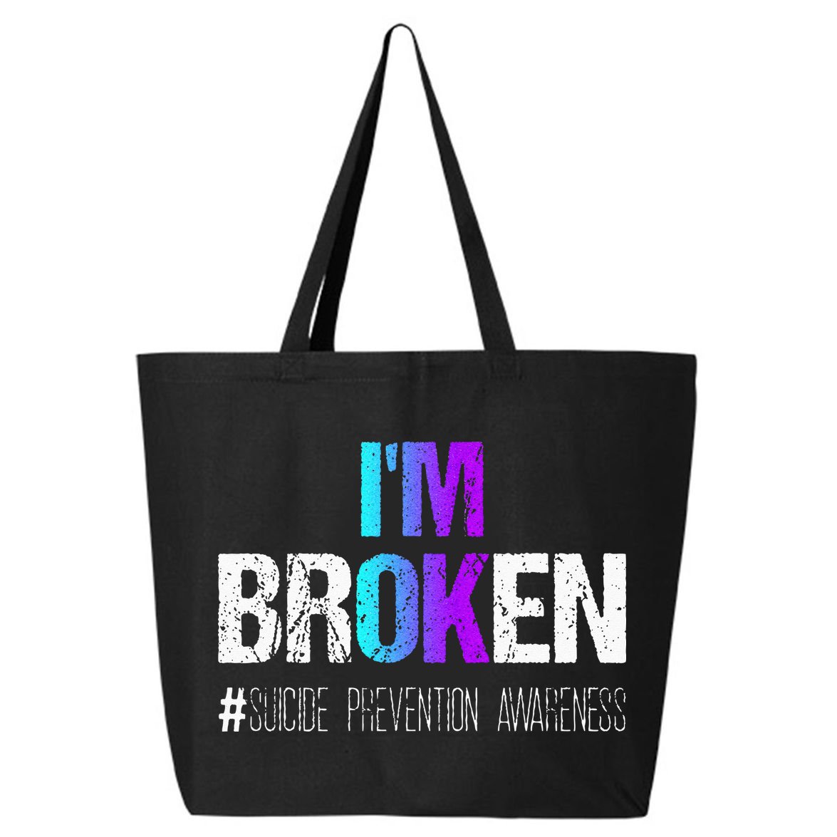 Im Broken Teal & Purple Ribbon Suicide Prevention Awareness 25L Jumbo Tote