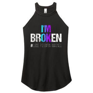 Im Broken Teal & Purple Ribbon Suicide Prevention Awareness Women's Perfect Tri Rocker Tank