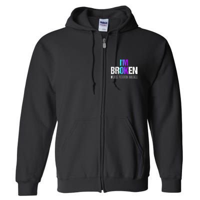 Im Broken Teal & Purple Ribbon Suicide Prevention Awareness Full Zip Hoodie