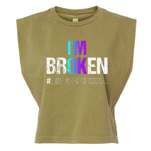 Im Broken Teal & Purple Ribbon Suicide Prevention Awareness Garment-Dyed Women's Muscle Tee