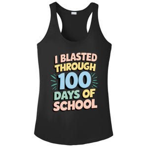 I Blasted Through 100 Days Of School Rocket Fun Teacher Ladies PosiCharge Competitor Racerback Tank