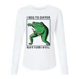 I Beg To Differ Frog Japanese Frog Womens Cotton Relaxed Long Sleeve T-Shirt