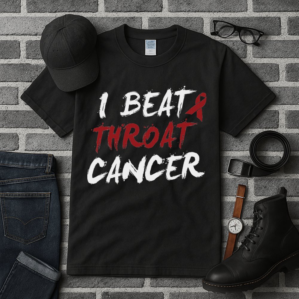 I Beat Throat Cancer T Funny Survivor Cancer Beat Tall T-Shirt