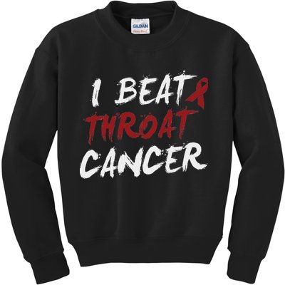 I Beat Throat Cancer T Funny Survivor Cancer Beat Kids Sweatshirt