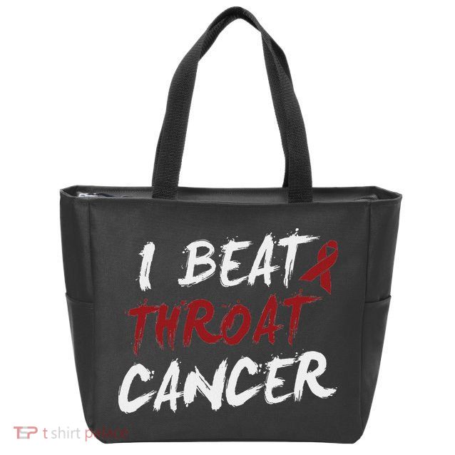 I Beat Throat Cancer T Funny Survivor Cancer Beat Zip Tote Bag