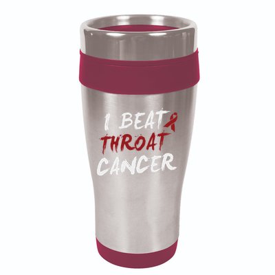 I Beat Throat Cancer T Funny Survivor Cancer Beat 16oz Travel Tumbler