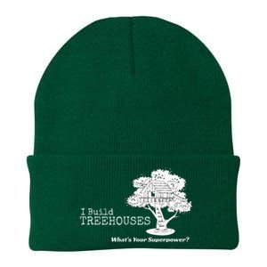 I Build Treehouses WhatS Your Superpower Fun Tree House Knit Cap Winter Beanie