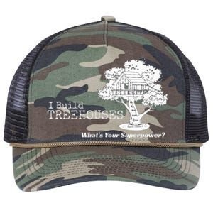 I Build Treehouses WhatS Your Superpower Fun Tree House Retro Rope Trucker Hat Cap