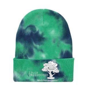 I Build Treehouses WhatS Your Superpower Fun Tree House Tie Dye 12in Knit Beanie