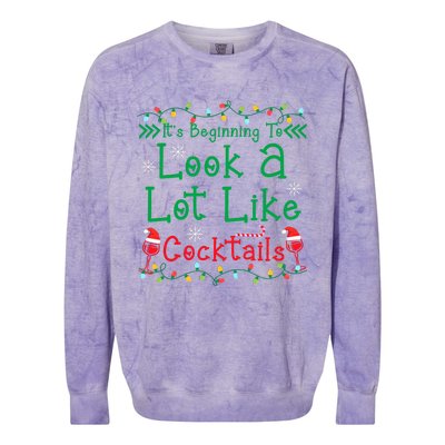 It's Beginning To Look A Lot Like Cocktails Funny Christmas Colorblast Crewneck Sweatshirt