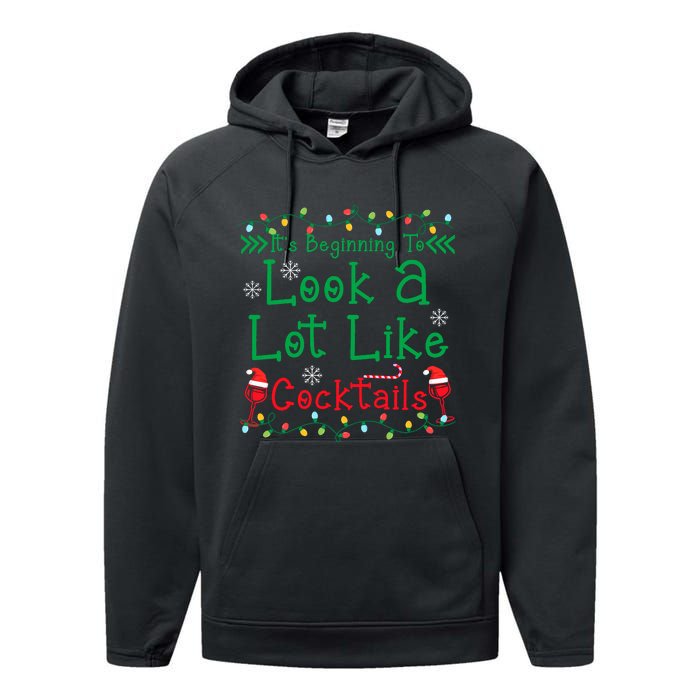 It's Beginning To Look A Lot Like Cocktails Funny Christmas Performance Fleece Hoodie