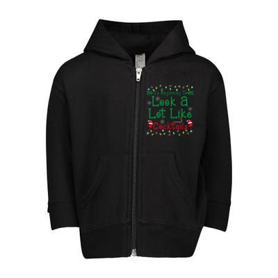 It's Beginning To Look A Lot Like Cocktails Funny Christmas Toddler Zip Fleece Hoodie