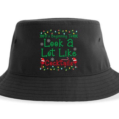 It's Beginning To Look A Lot Like Cocktails Funny Christmas Sustainable Bucket Hat