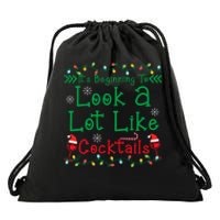 It's Beginning To Look A Lot Like Cocktails Funny Christmas Drawstring Bag