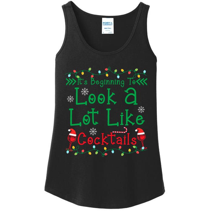 It's Beginning To Look A Lot Like Cocktails Funny Christmas Ladies Essential Tank