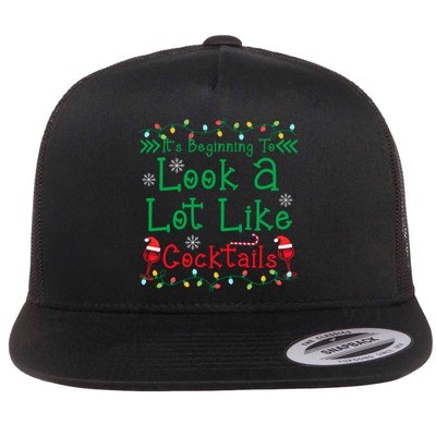 It's Beginning To Look A Lot Like Cocktails Funny Christmas Flat Bill Trucker Hat