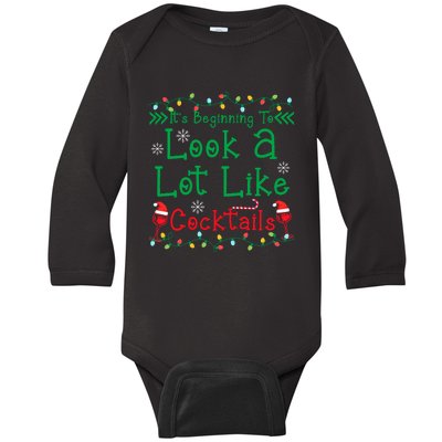 It's Beginning To Look A Lot Like Cocktails Funny Christmas Baby Long Sleeve Bodysuit