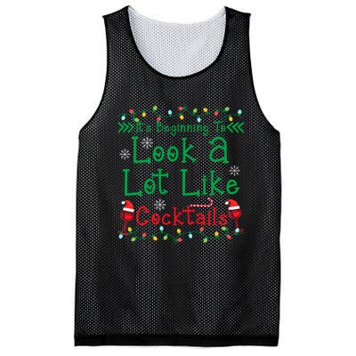 It's Beginning To Look A Lot Like Cocktails Funny Christmas Mesh Reversible Basketball Jersey Tank