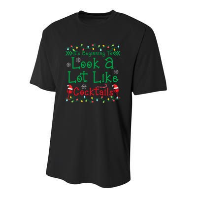 It's Beginning To Look A Lot Like Cocktails Funny Christmas Youth Performance Sprint T-Shirt