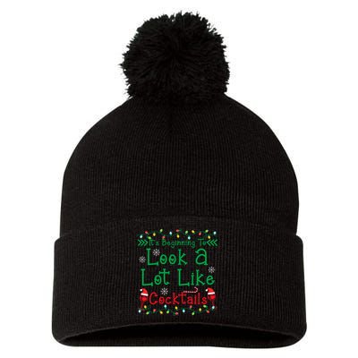 It's Beginning To Look A Lot Like Cocktails Funny Christmas Pom Pom 12in Knit Beanie