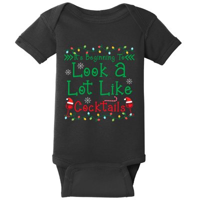 It's Beginning To Look A Lot Like Cocktails Funny Christmas Baby Bodysuit