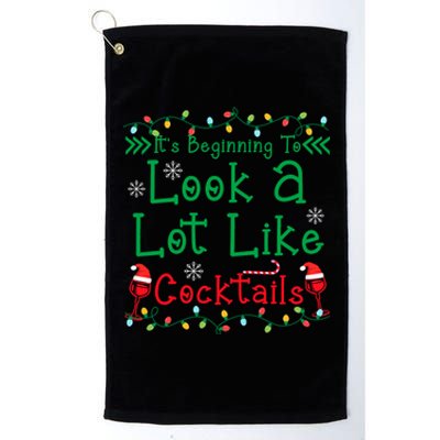 It's Beginning To Look A Lot Like Cocktails Funny Christmas Platinum Collection Golf Towel